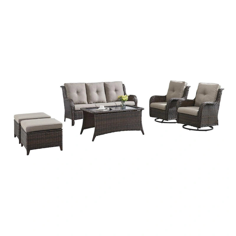 Gymojoy 2 Pièces Ottoman Extérieur, Ottomans de Patio en Osier