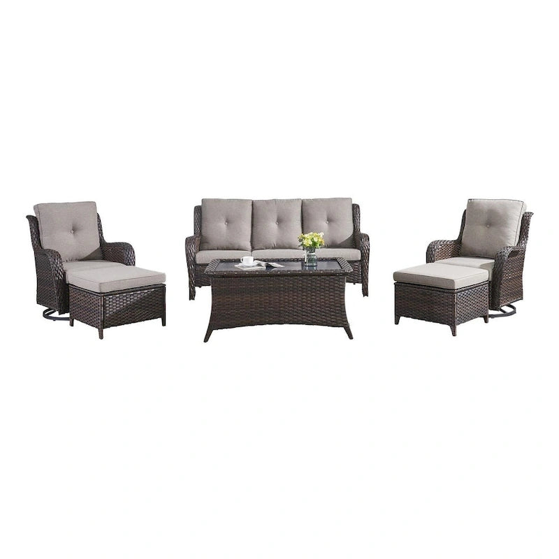 Gymojoy 2 Pièces Ottoman Extérieur, Ottomans de Patio en Osier