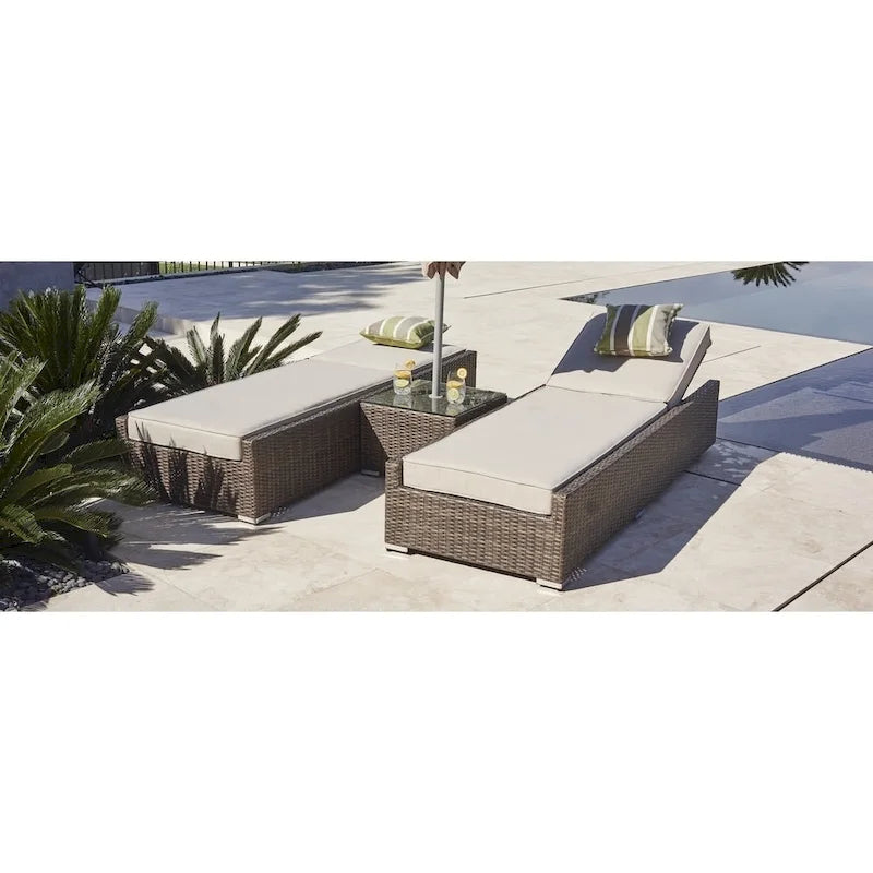 Ensemble de transats de jardin 3 pièces en osier et table d'appoint Moda Furnishings