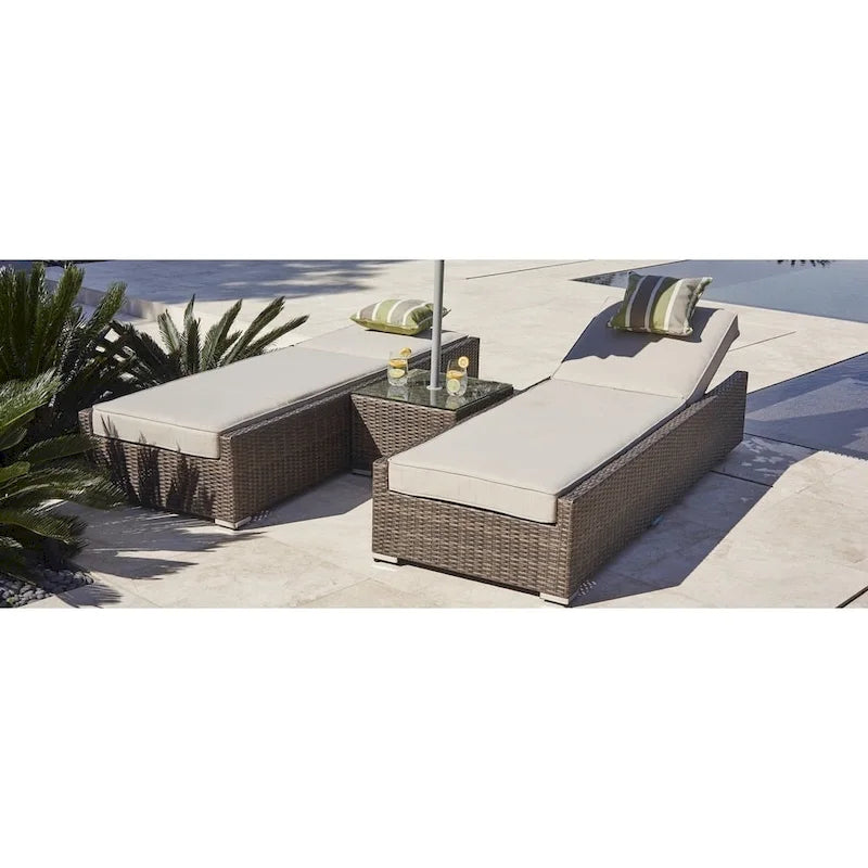 Ensemble de transats de jardin 3 pièces en osier et table d'appoint Moda Furnishings