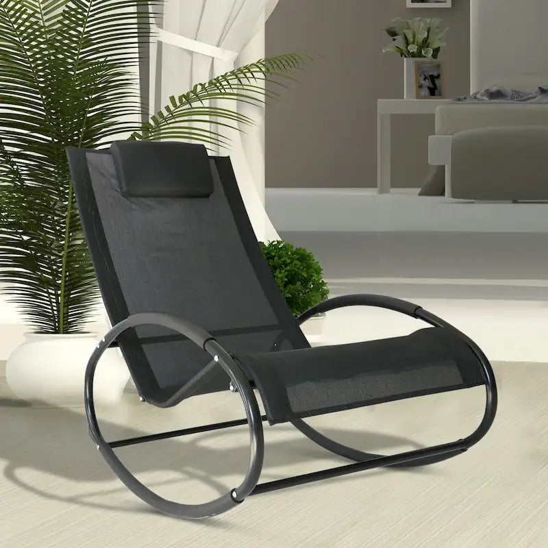 Chaise longue à bascule Outsunny pour terrasse, zéro gravité, avec coussin