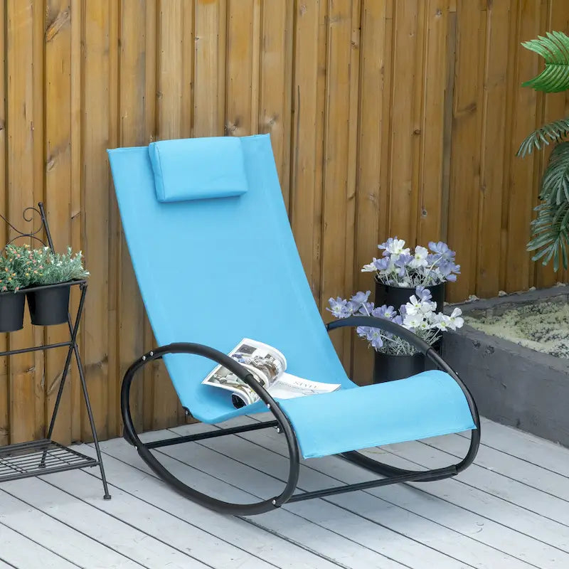 Outsunny Orbital Zero Gravity Patio Rocking Lounge Chair with Pillow
