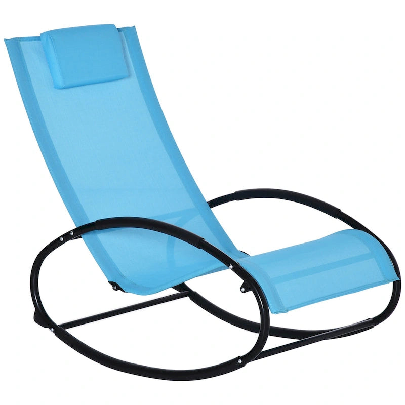 Chaise longue à bascule Outsunny pour terrasse, zéro gravité, avec coussin