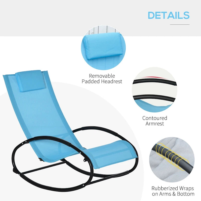 Chaise longue à bascule Outsunny pour terrasse, zéro gravité, avec coussin