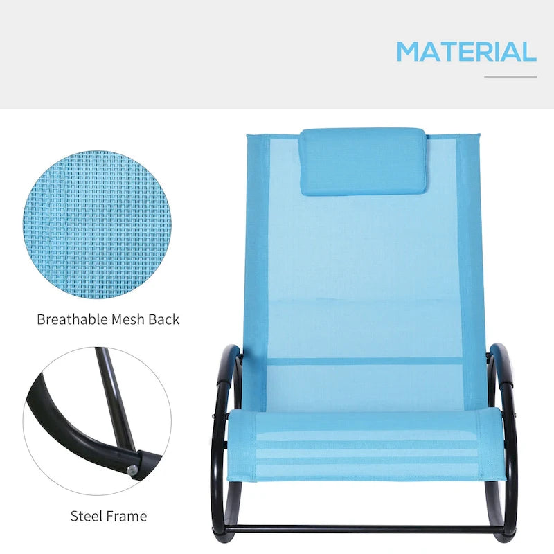 Chaise longue à bascule Outsunny pour terrasse, zéro gravité, avec coussin