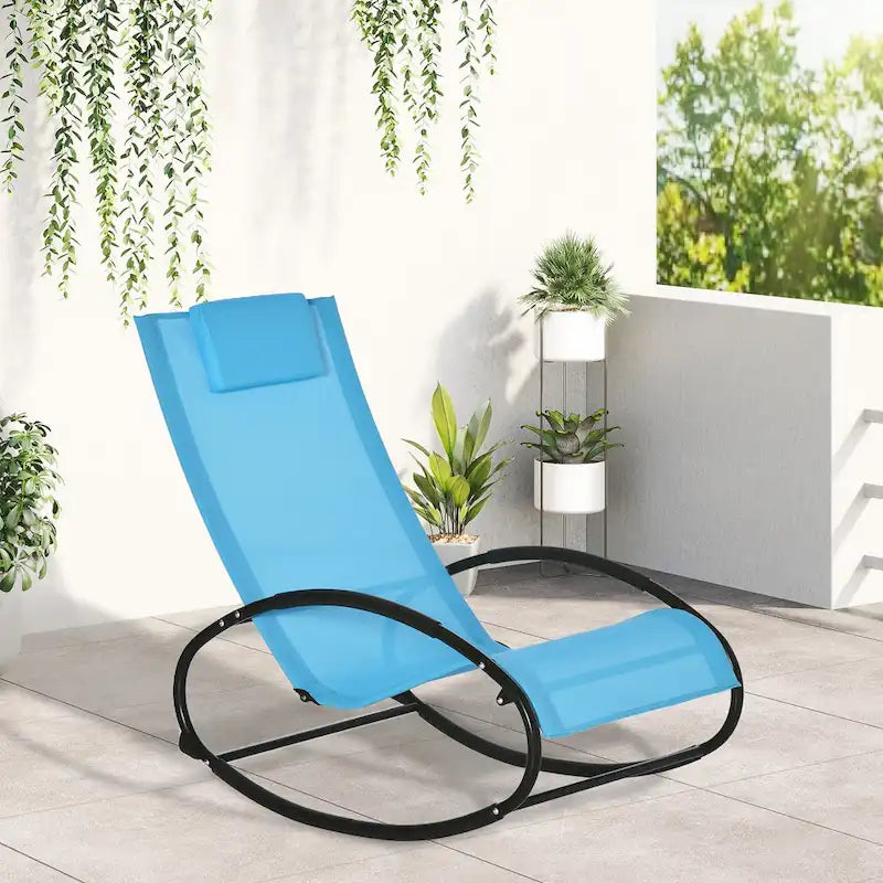 Chaise longue à bascule Outsunny pour terrasse, zéro gravité, avec coussin