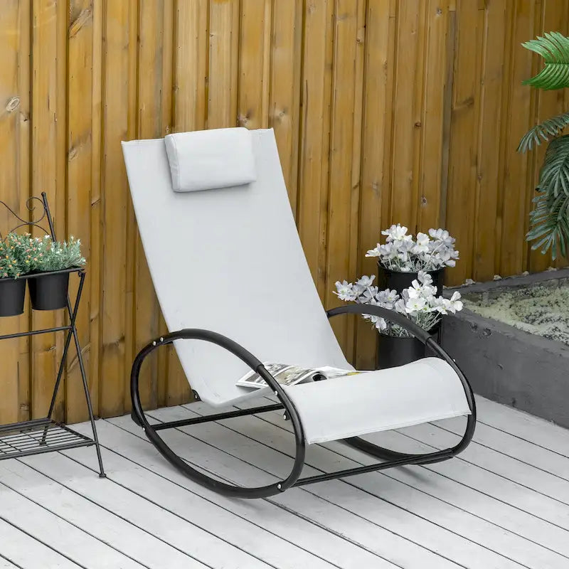 Chaise longue à bascule Outsunny pour terrasse, zéro gravité, avec coussin