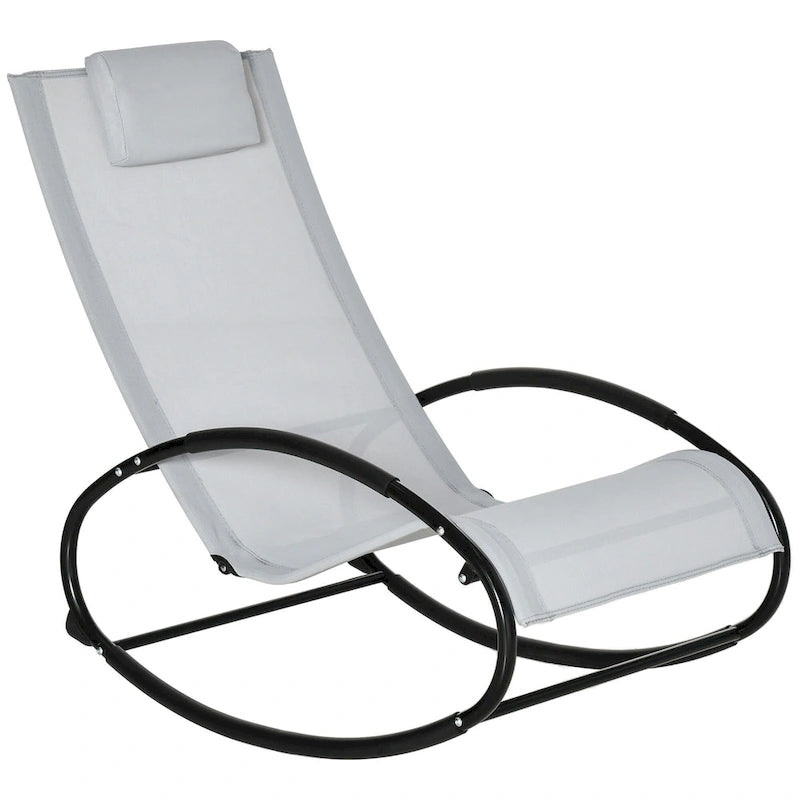 Chaise longue à bascule Outsunny pour terrasse, zéro gravité, avec coussin