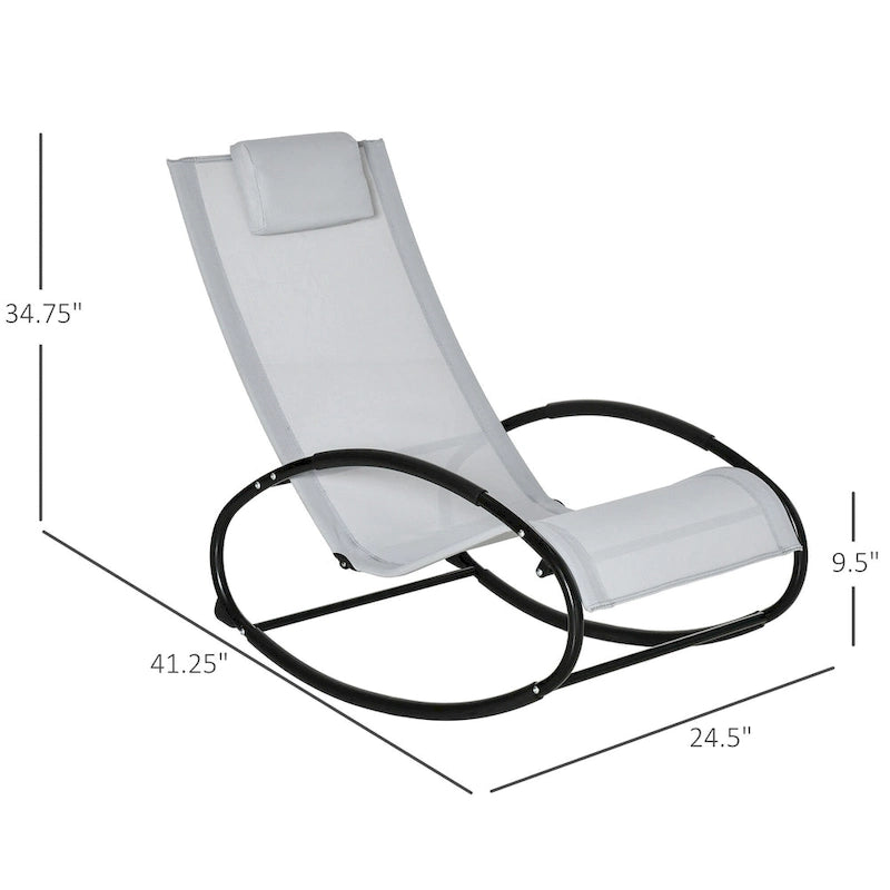 Chaise longue à bascule Outsunny pour terrasse, zéro gravité, avec coussin