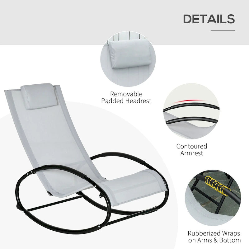 Chaise longue à bascule Outsunny pour terrasse, zéro gravité, avec coussin