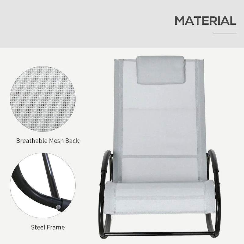 Chaise longue à bascule Outsunny pour terrasse, zéro gravité, avec coussin