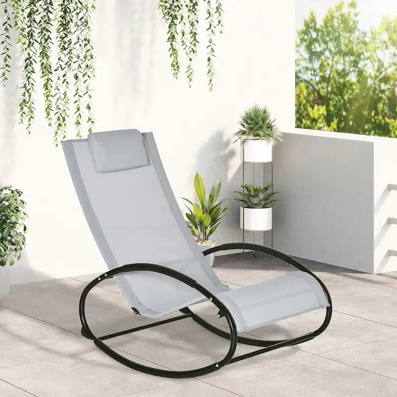 Chaise longue à bascule Outsunny pour terrasse, zéro gravité, avec coussin