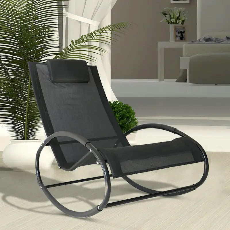 Chaise longue à bascule Outsunny pour terrasse, zéro gravité, avec coussin