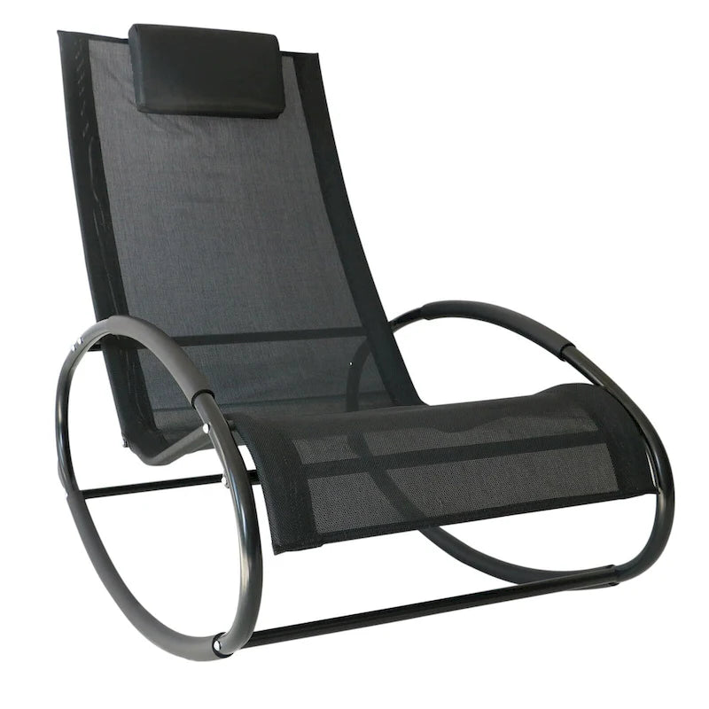 Chaise longue à bascule Outsunny pour terrasse, zéro gravité, avec coussin