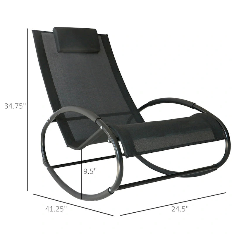 Chaise longue à bascule Outsunny pour terrasse, zéro gravité, avec coussin