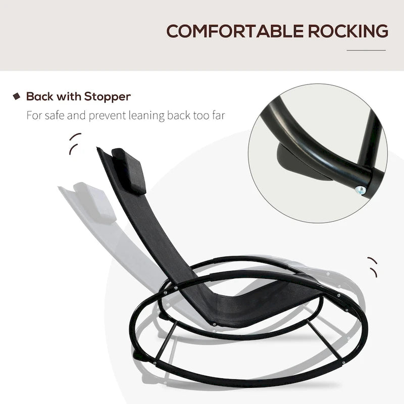 Chaise longue à bascule Outsunny pour terrasse, zéro gravité, avec coussin