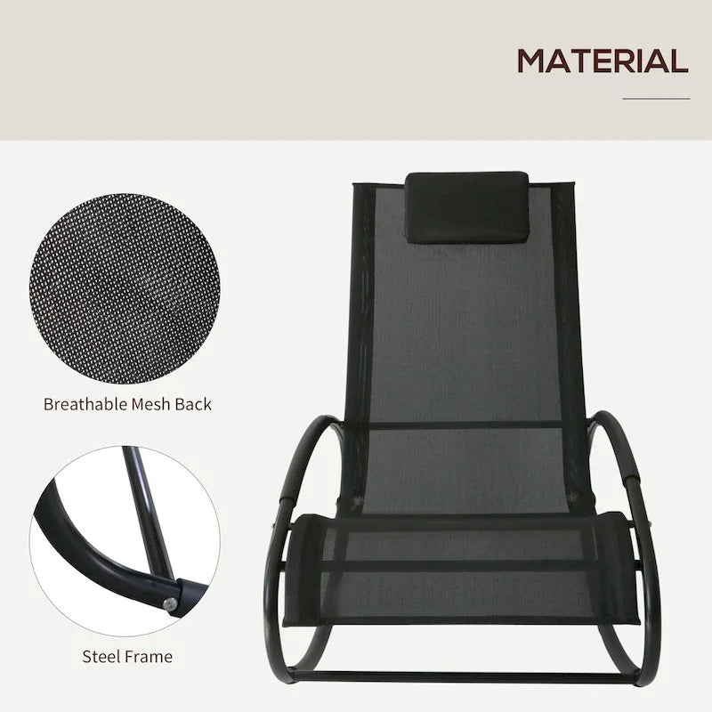 Chaise longue à bascule Outsunny pour terrasse, zéro gravité, avec coussin