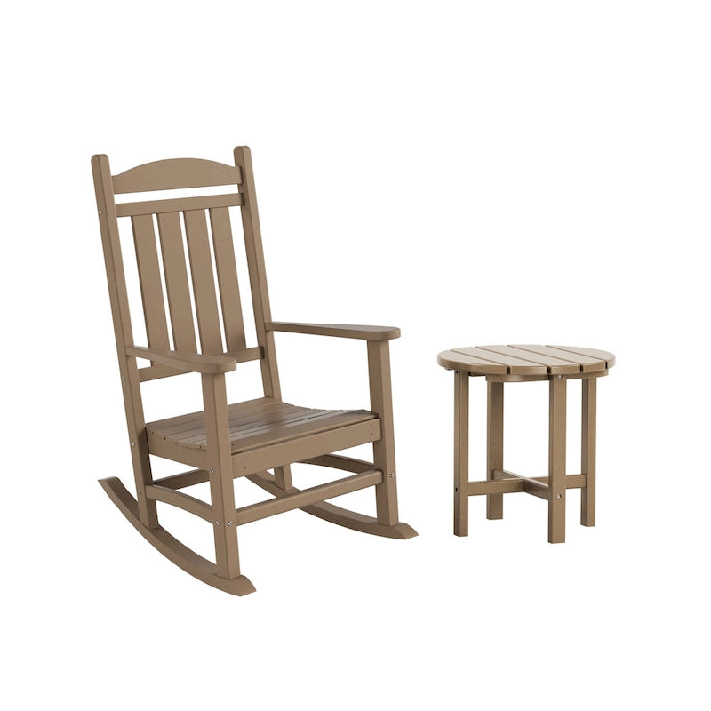 Fauteuil à bascule d'extérieur Polytrends Laguna en PEHD résistant aux intempéries avec table d'appoint (ensemble de 2 pièces)