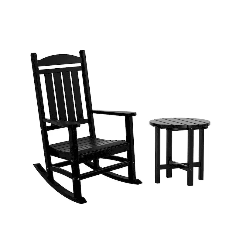 Fauteuil à bascule d'extérieur Polytrends Laguna en PEHD résistant aux intempéries avec table d'appoint (ensemble de 2 pièces)