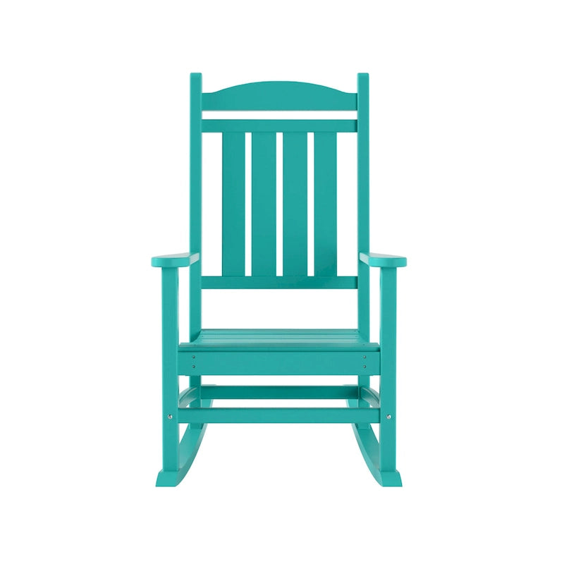 Fauteuil à bascule d'extérieur Polytrends Laguna en PEHD résistant aux intempéries avec table d'appoint (ensemble de 2 pièces)