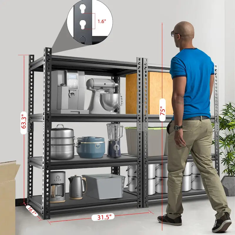 DoCred Étagère de rangement robuste, étagère métallique pour garage, lot de 4