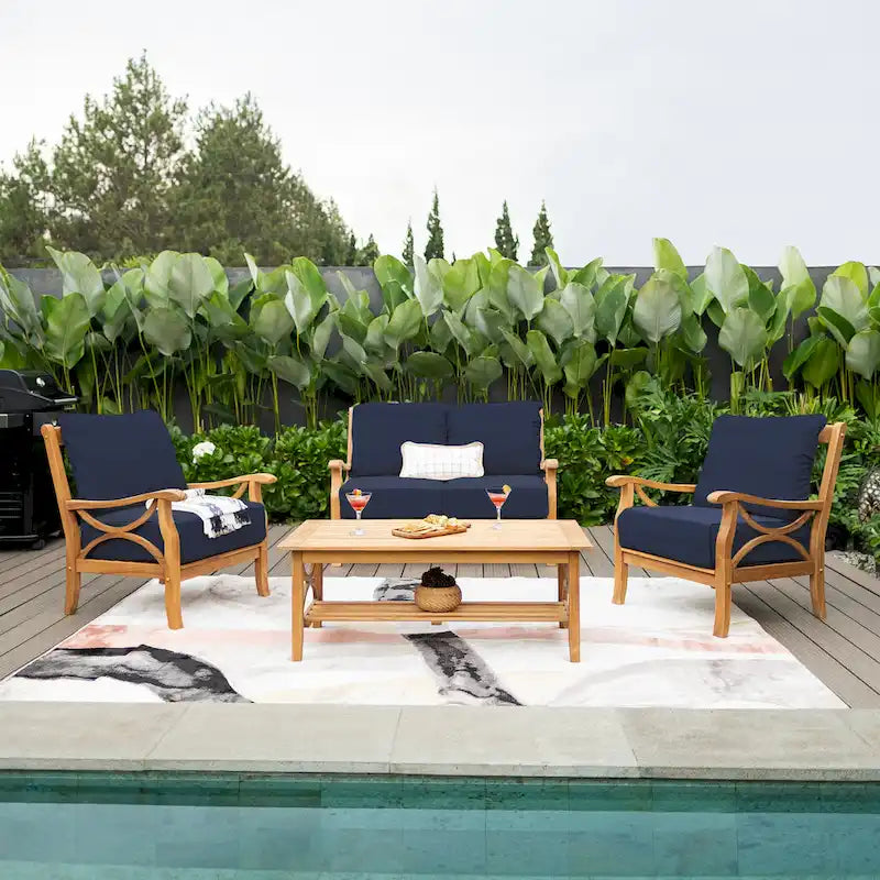 Canapé de jardin Cambridge Casual Lowell en teck avec coussin