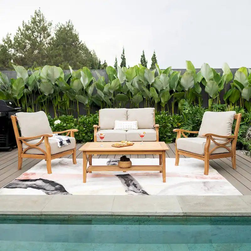 Canapé de jardin Cambridge Casual Lowell en teck avec coussin