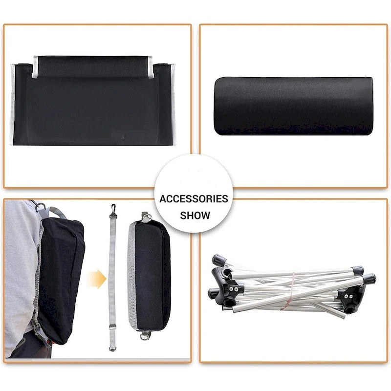 Chaise de camping, chaise de randonnée, chaise pliante à dossier haut, compacte, robuste avec coussin appui-tête pour l'extérieur, la randonnée, les voyages