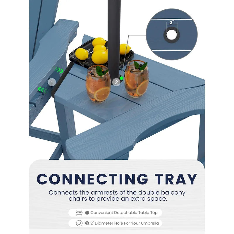 Lot de 2 chaises hautes Adirondack d'extérieur avec tablette de connexion
