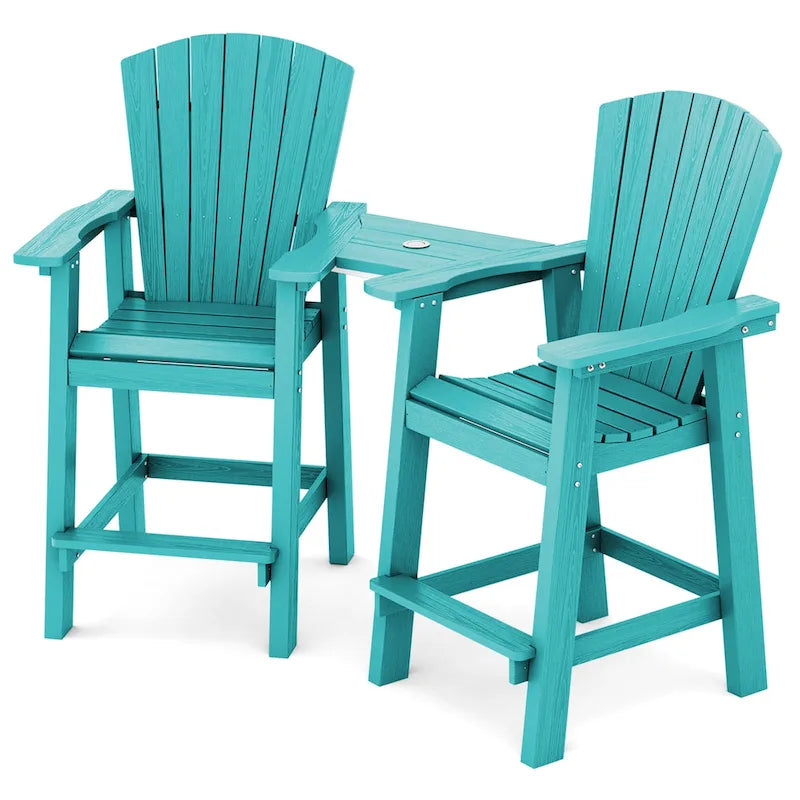 Lot de 2 chaises hautes Adirondack d'extérieur avec tablette de connexion