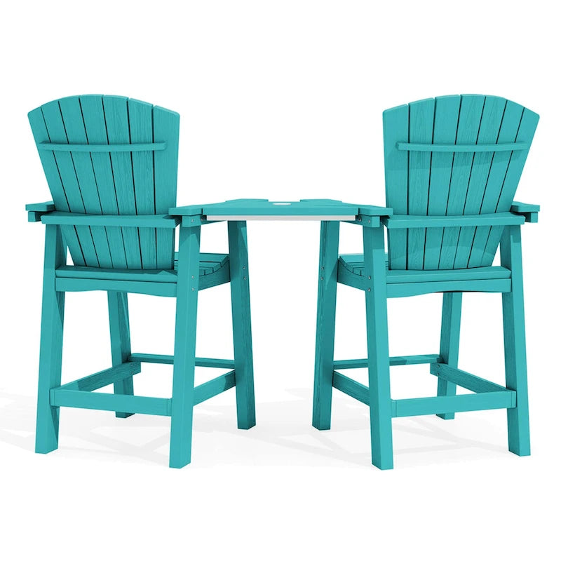 Lot de 2 chaises hautes Adirondack d'extérieur avec tablette de connexion
