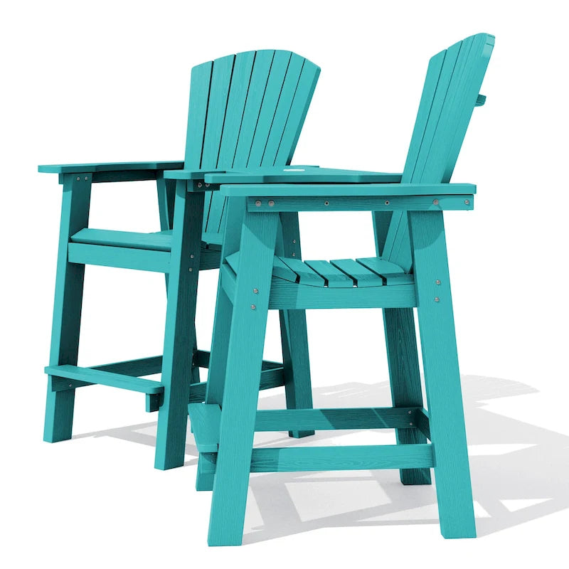 Lot de 2 chaises hautes Adirondack d'extérieur avec tablette de connexion