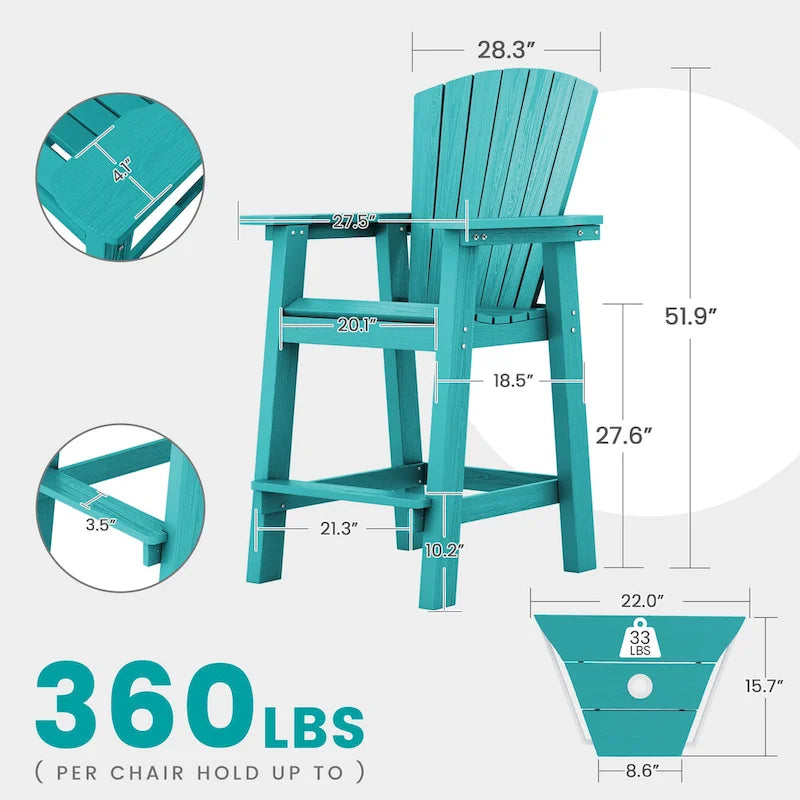 Lot de 2 chaises hautes Adirondack d'extérieur avec tablette de connexion