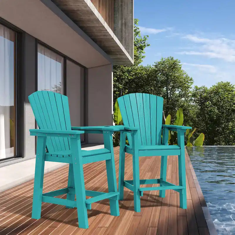 Lot de 2 chaises hautes Adirondack d'extérieur avec tablette de connexion