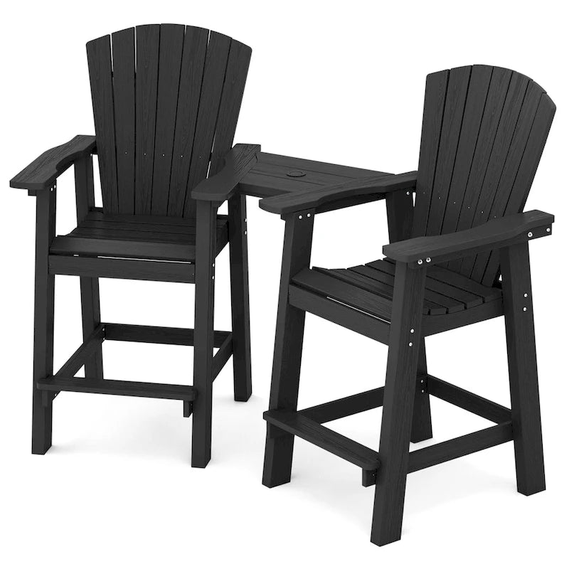 Lot de 2 chaises hautes Adirondack d'extérieur avec tablette de connexion
