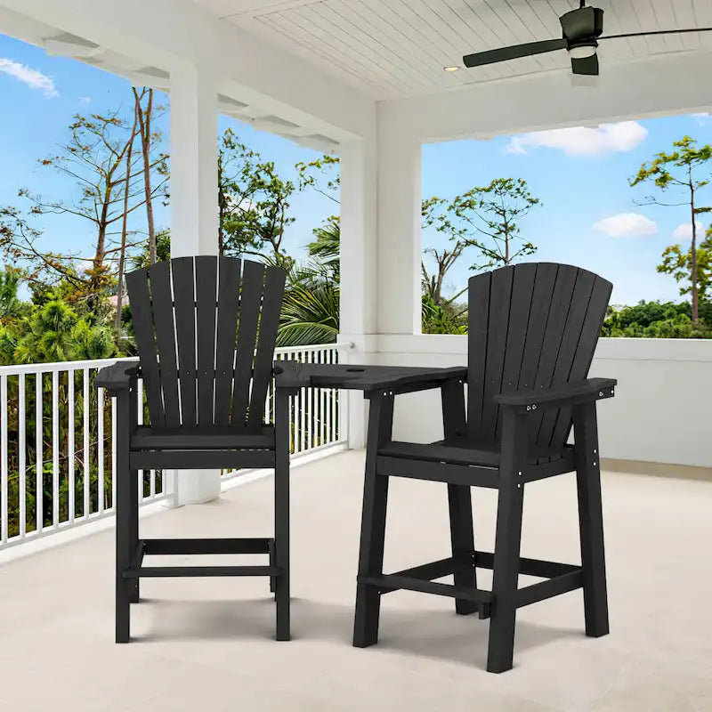 Lot de 2 chaises hautes Adirondack d'extérieur avec tablette de connexion