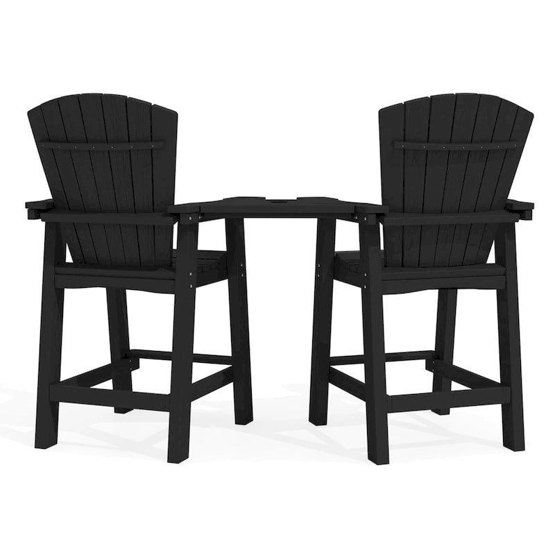 Lot de 2 chaises hautes Adirondack d'extérieur avec tablette de connexion