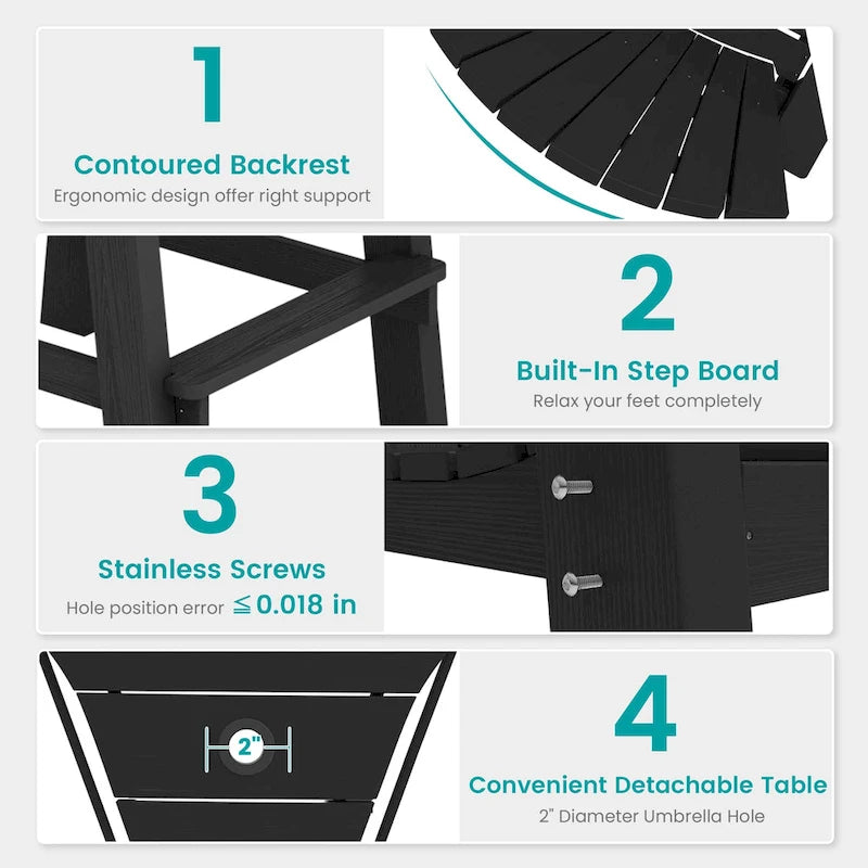 Lot de 2 chaises hautes Adirondack d'extérieur avec tablette de connexion