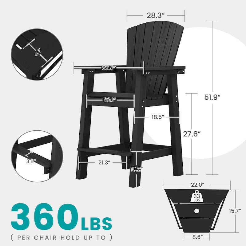 Lot de 2 chaises hautes Adirondack d'extérieur avec tablette de connexion