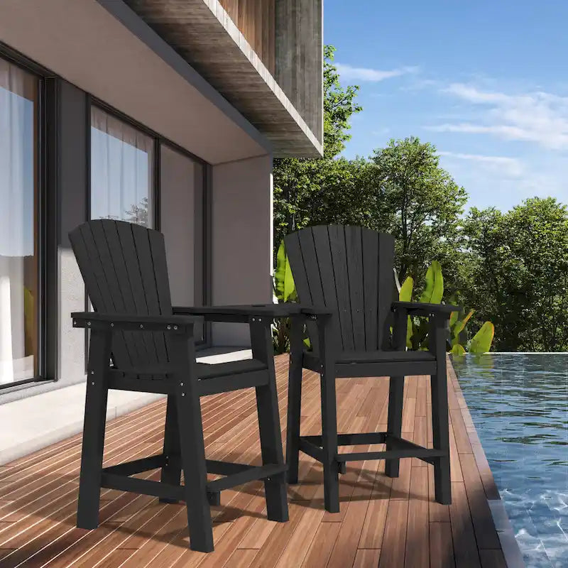 Lot de 2 chaises hautes Adirondack d'extérieur avec tablette de connexion