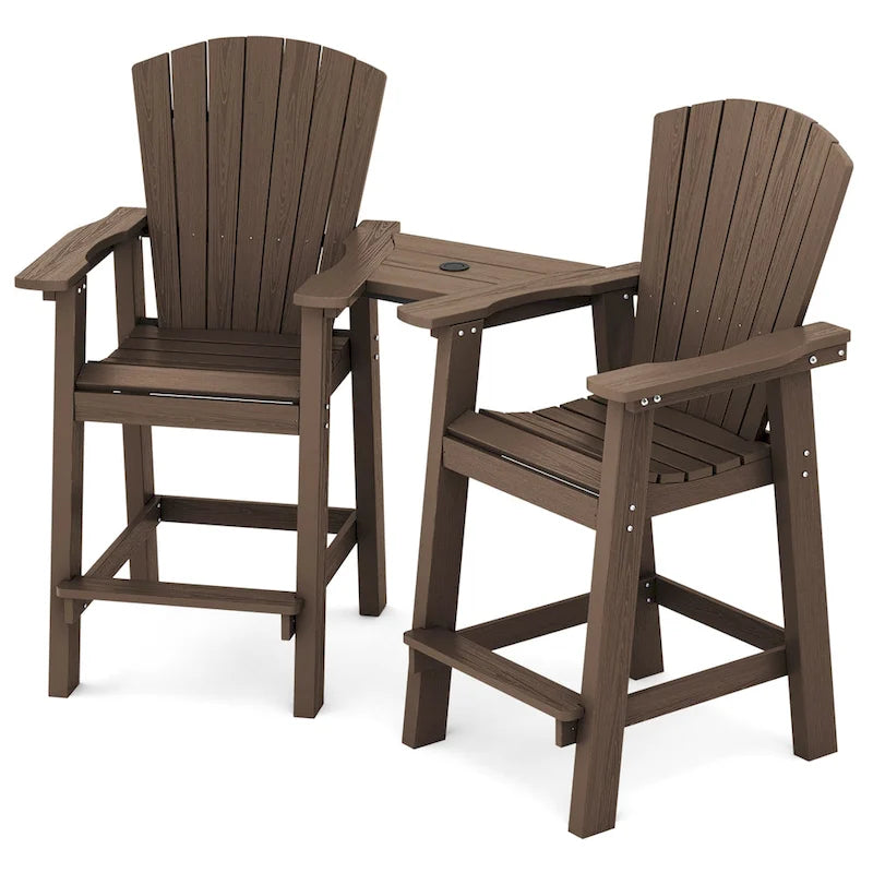 Lot de 2 chaises hautes Adirondack d'extérieur avec tablette de connexion