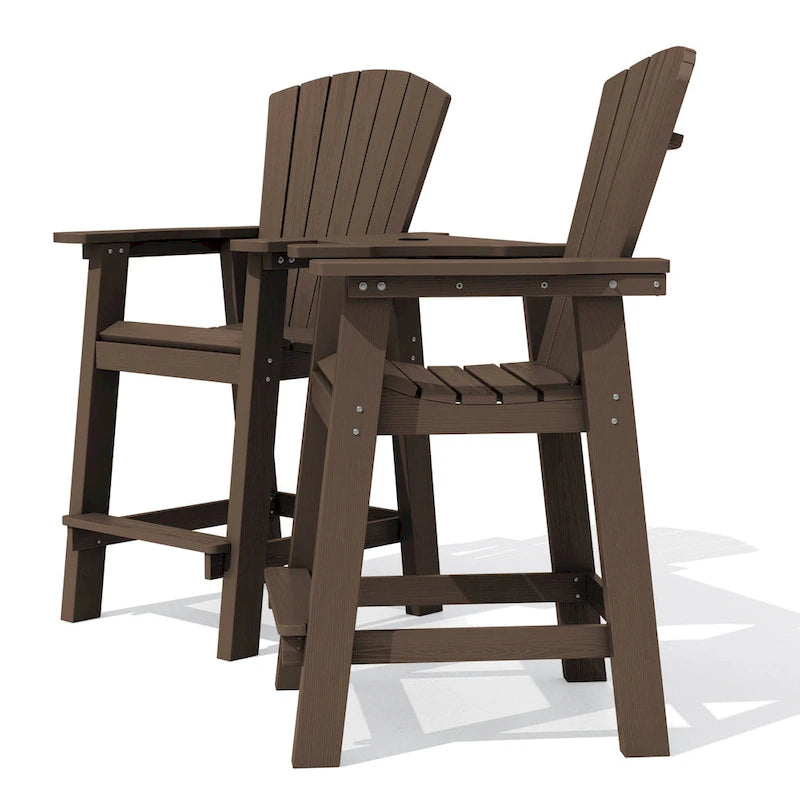 Lot de 2 chaises hautes Adirondack d'extérieur avec tablette de connexion