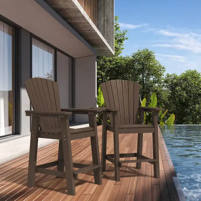Lot de 2 chaises hautes Adirondack d'extérieur avec tablette de connexion