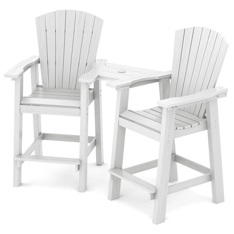 Lot de 2 chaises hautes Adirondack d'extérieur avec tablette de connexion