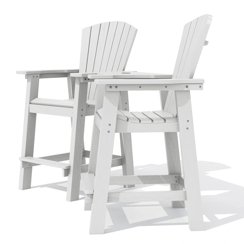 Lot de 2 chaises hautes Adirondack d'extérieur avec tablette de connexion