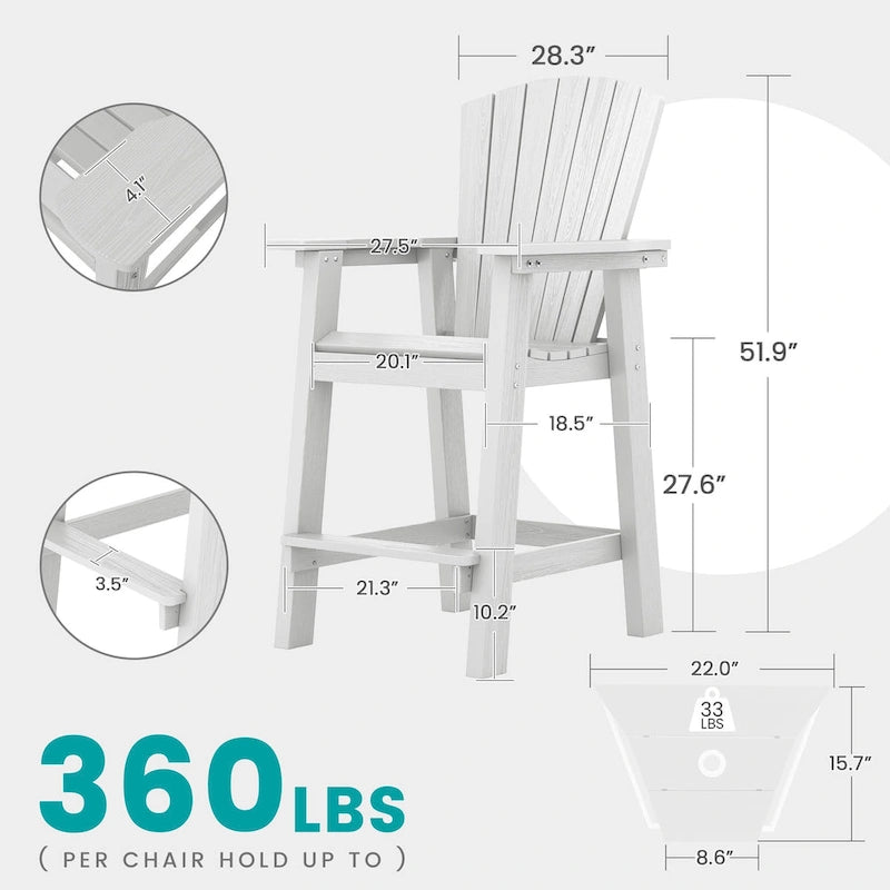 Lot de 2 chaises hautes Adirondack d'extérieur avec tablette de connexion