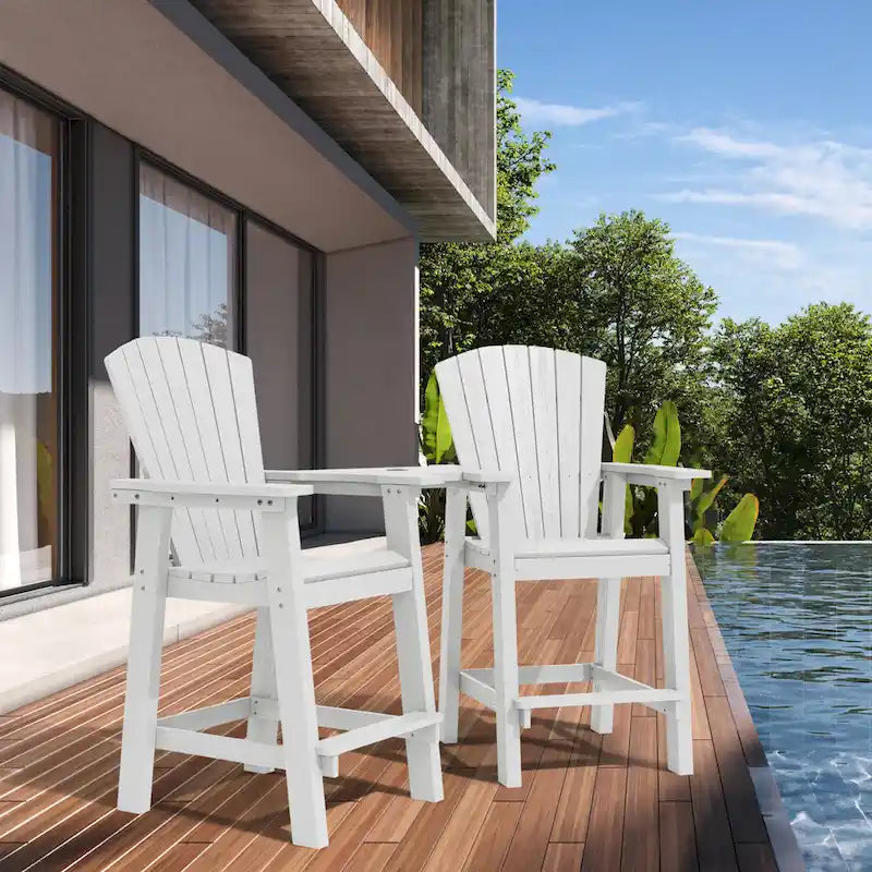Lot de 2 chaises hautes Adirondack d'extérieur avec tablette de connexion