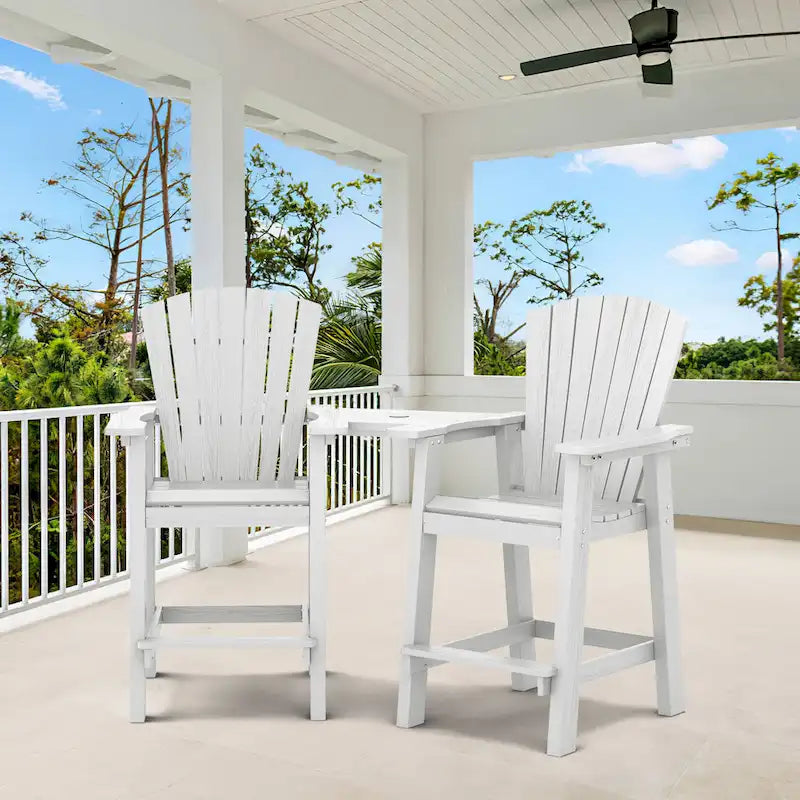 Lot de 2 chaises hautes Adirondack d'extérieur avec tablette de connexion