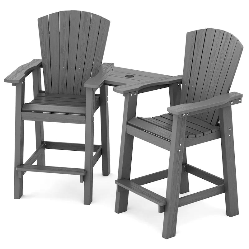 Lot de 2 chaises hautes Adirondack d'extérieur avec tablette de connexion