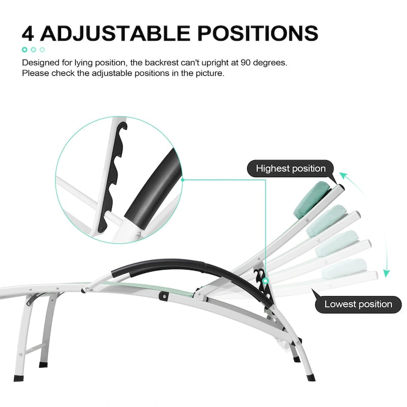 Chaises longues de jardin pliantes et inclinables 3 pièces avec table d'appoint